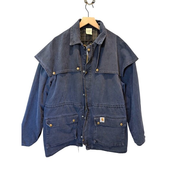 Vintage Carhartt Western Navy Duster Barn Jacket Worsterlon Duck Coat USA XL - Picture 5 of 11